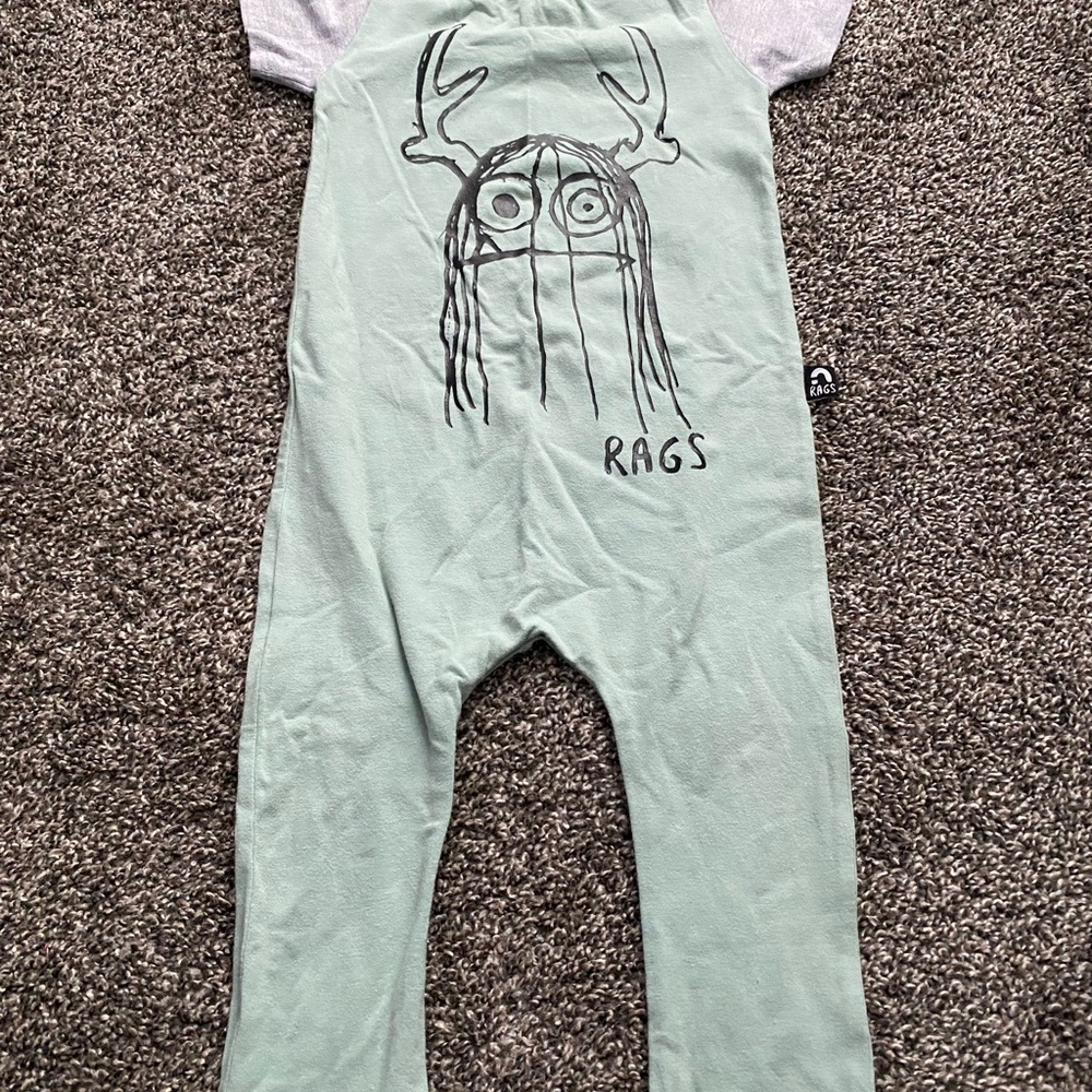 Rags to Raches Mint Green and Gray Kids One Piece